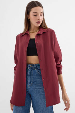 Oversize Long Basic Shirt - Plum - Bigdart - Globality Store - Women Clothes Wholesale Turkey