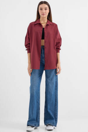 Oversize Long Basic Shirt - Plum - Bigdart - Globality Store - Women Clothes Wholesale Turkey