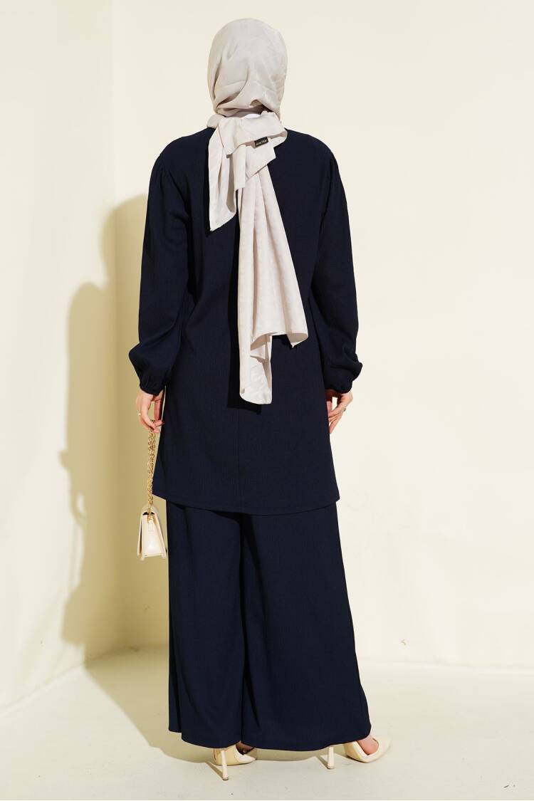 Navy Blue Tunic Trousers Bottom Top Set 6663