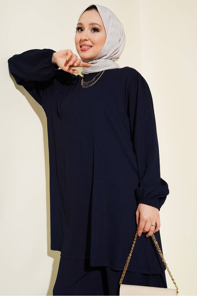Navy Blue Tunic Trousers Bottom Top Set 6663