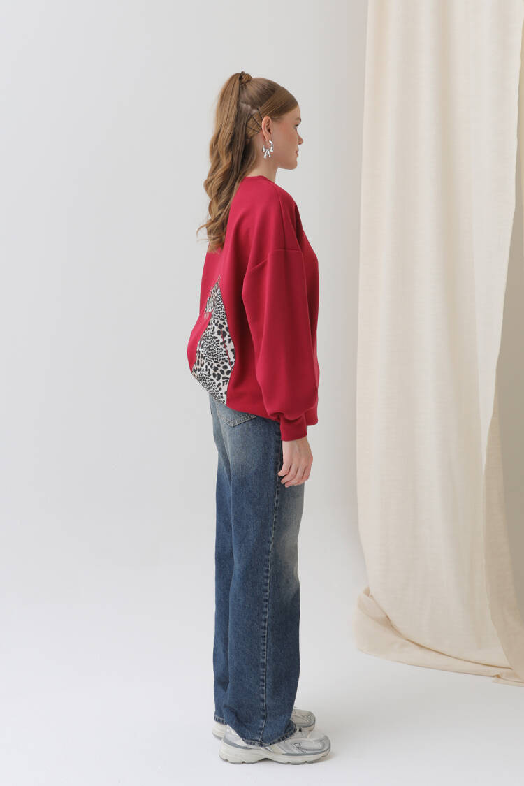 Women's Back Leopard Detail Sweatshirt