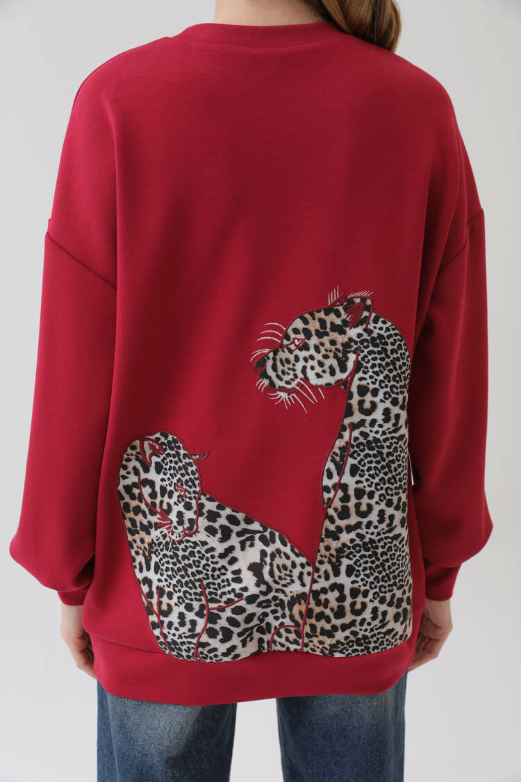 Women's Back Leopard Detail Sweatshirt