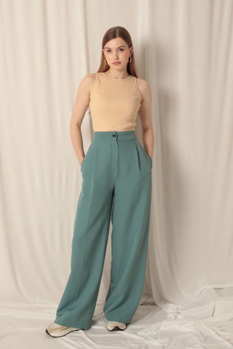 Atlas Fabric Palazzo Women'sTrousers - Maxi Modena - Globality Store - Women Clothes Wholesale Turkey