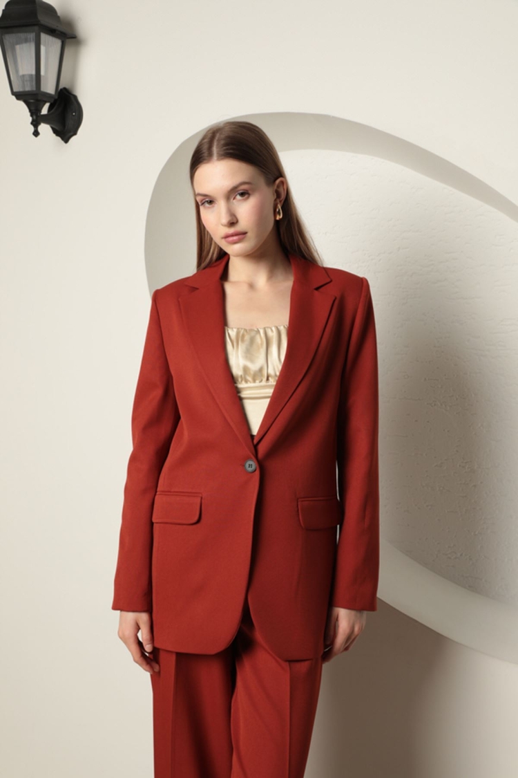 Atlas Fabric Oversize Jacket - Brick