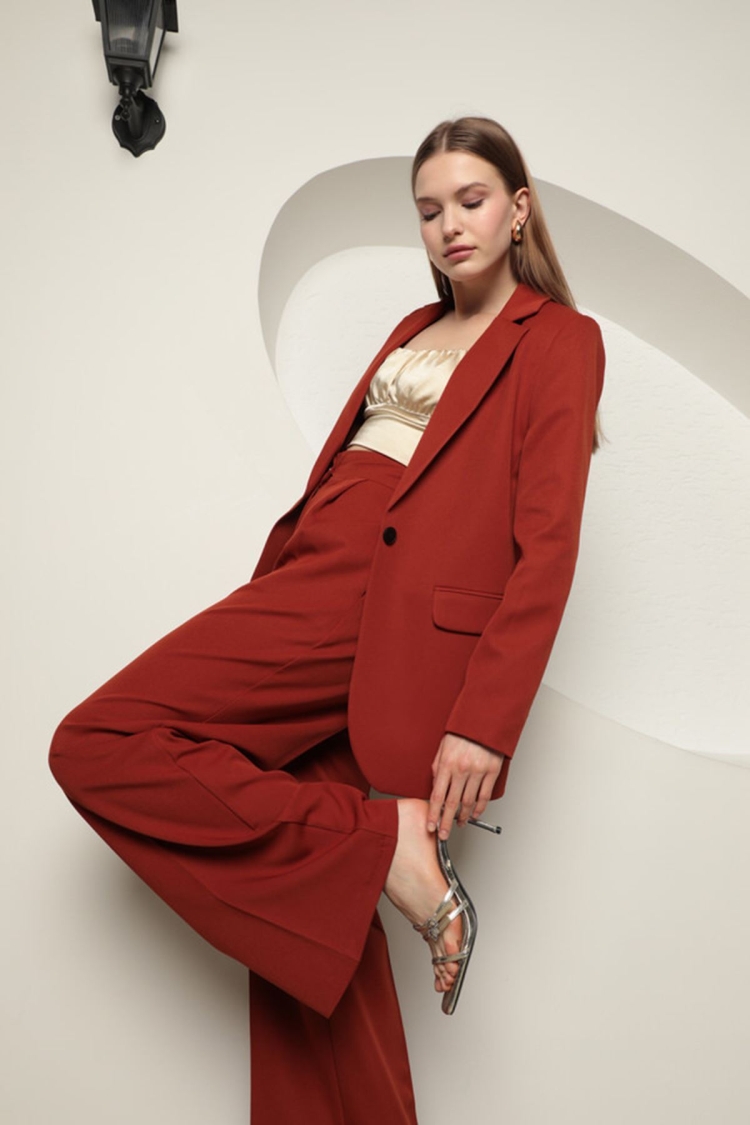 Atlas Fabric Oversize Jacket - Brick