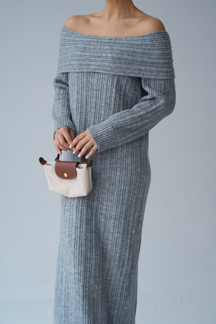 Cowl Neck Dress - Gray