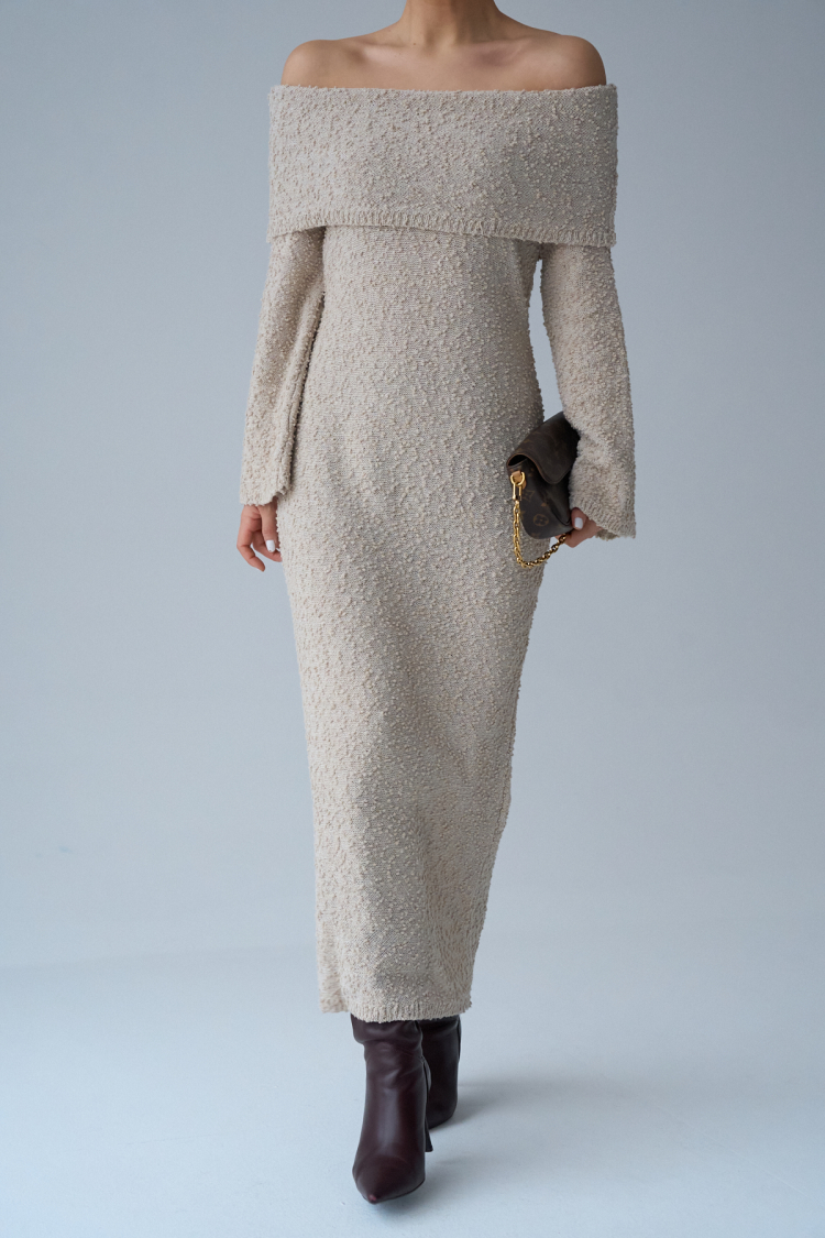 Madonna Collar Long Dress - Qustyle - Globality Store - Women Clothes Wholesale Turkey