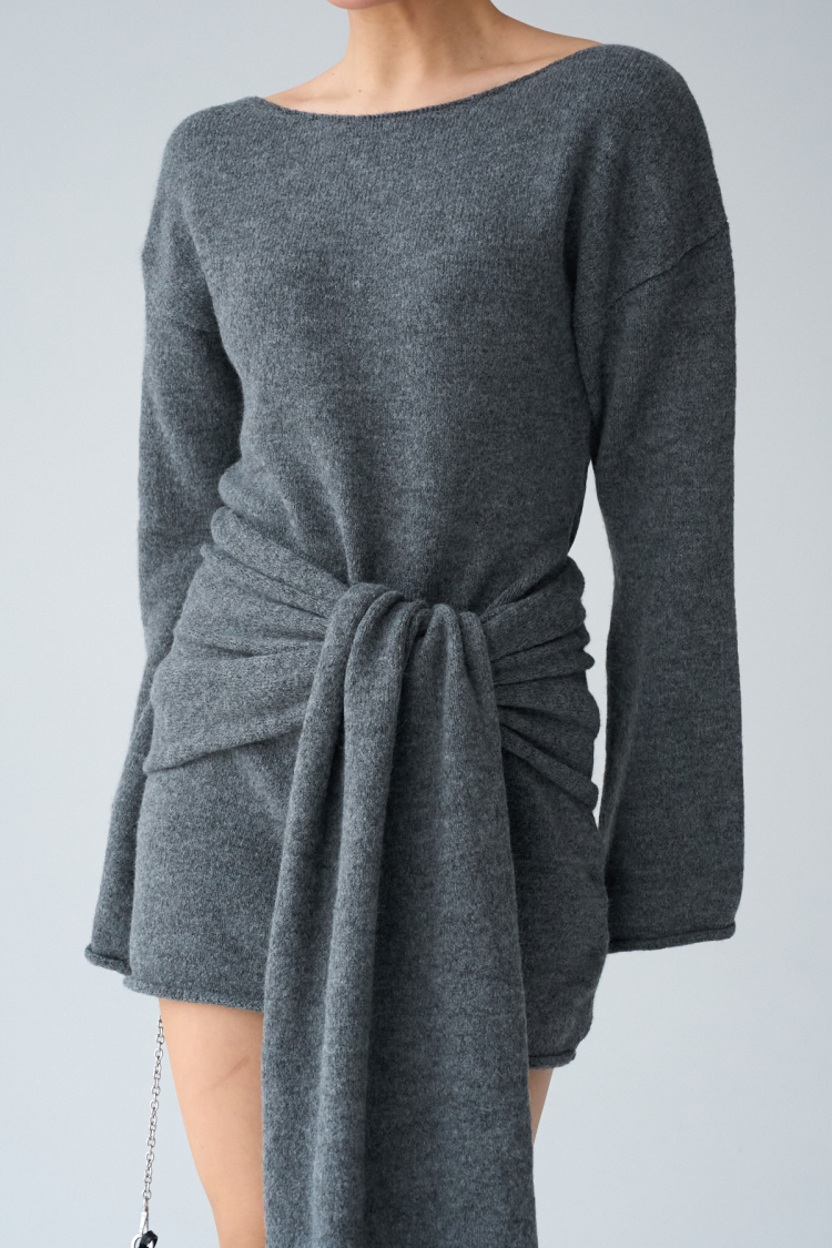 Shawl Knit Dress - Qustyle - Globality Store - Women Clothes Wholesale Turkey