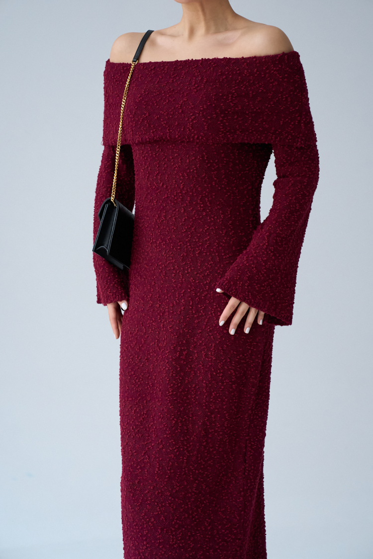 Madonna Collar Long Dress - Qustyle - Globality Store - Women Clothes Wholesale Turkey