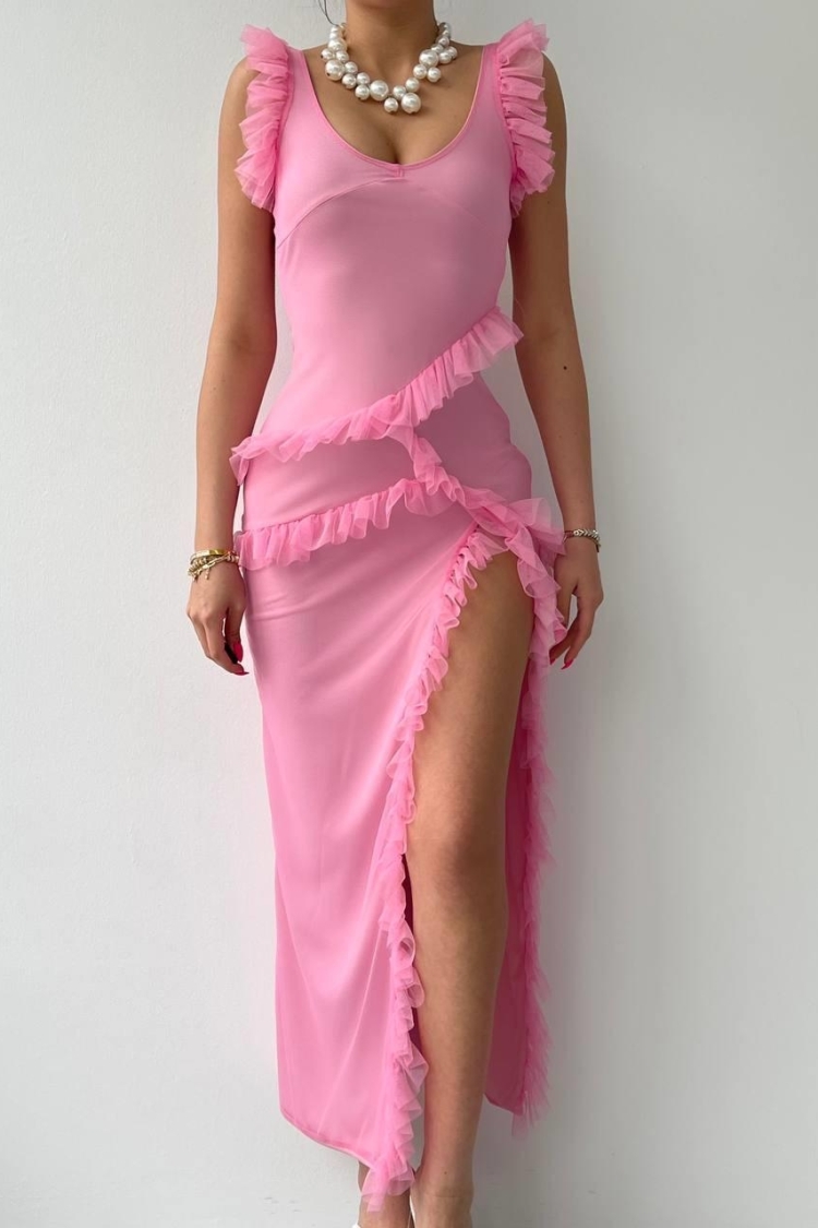 Felix Slit Midi Tulle Dress