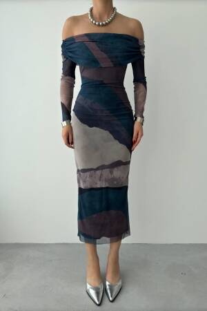 Seville Madonna Collar Tulle Dress - Etika - Globality Store - Women Clothes Wholesale Turkey