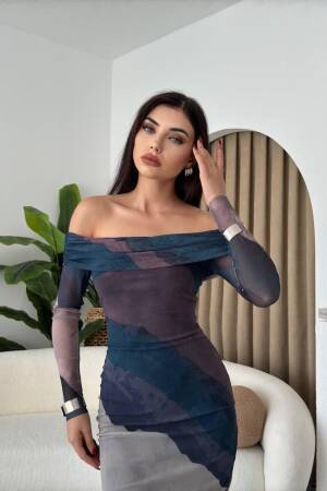 Seville Madonna Collar Tulle Dress - Etika - Globality Store - Women Clothes Wholesale Turkey