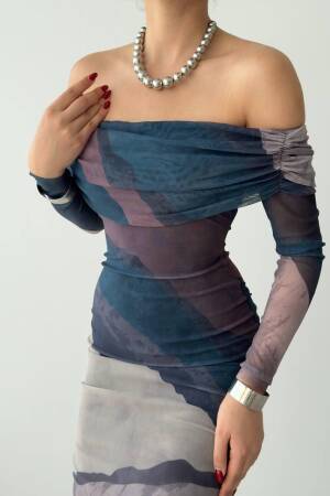 Seville Madonna Collar Tulle Dress - Etika - Globality Store - Women Clothes Wholesale Turkey
