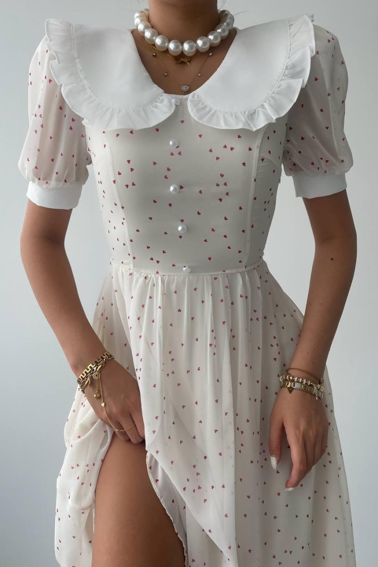 Aversa Pearl Detail Chiffon Dress - Etika - Globality Store - Women Clothes Wholesale Turkey