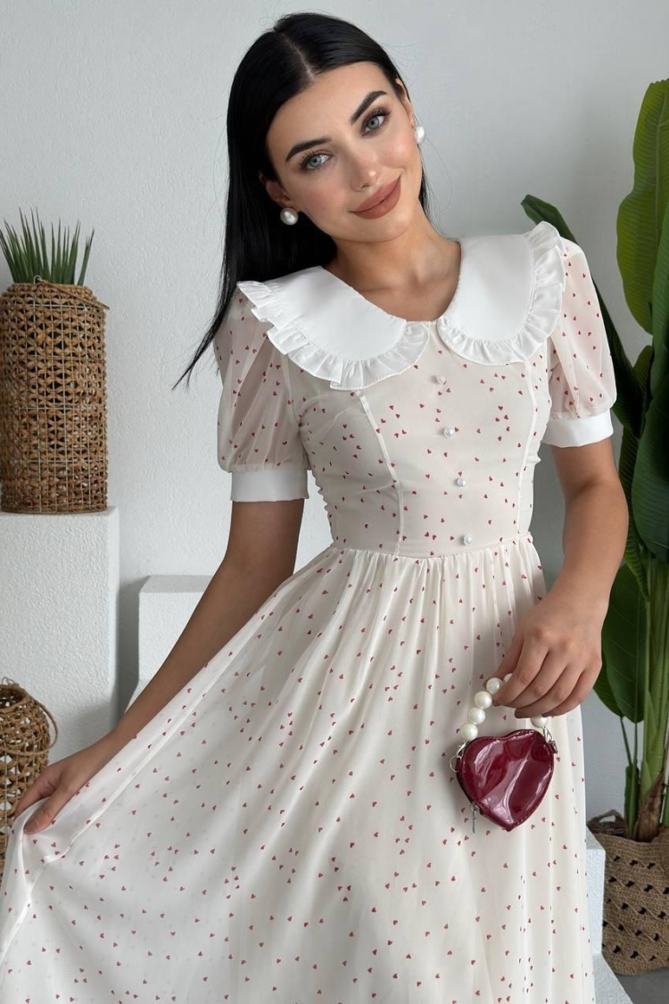 Aversa Pearl Detail Chiffon Dress