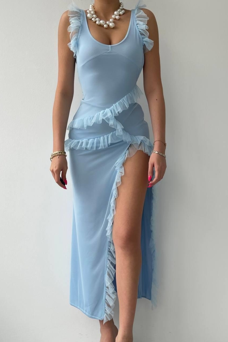 Felix Slit Midi Tulle Dress