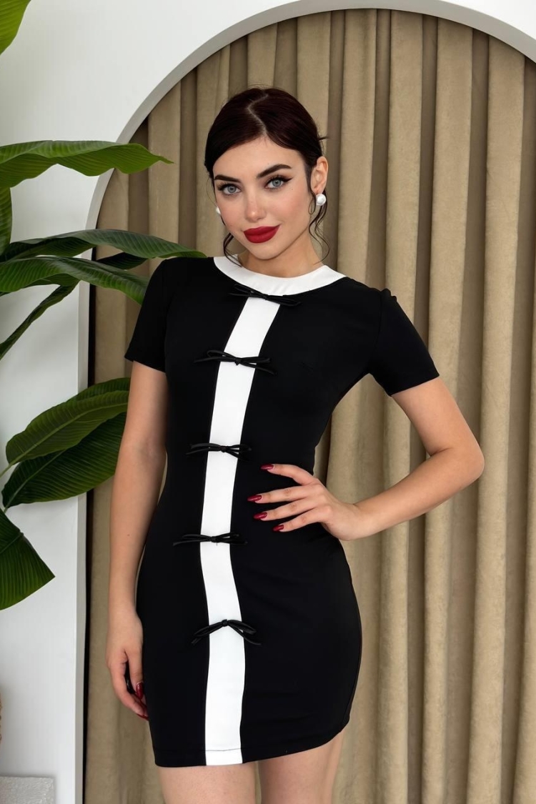 Cazzie Bow Detail Dress - Etika - Globality Store - Women Clothes Wholesale Turkey