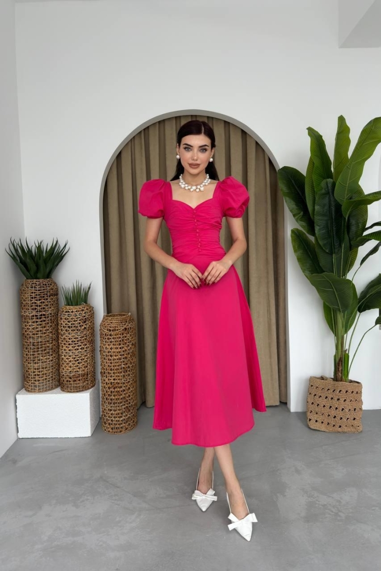 Square Neck Buttoned Dress