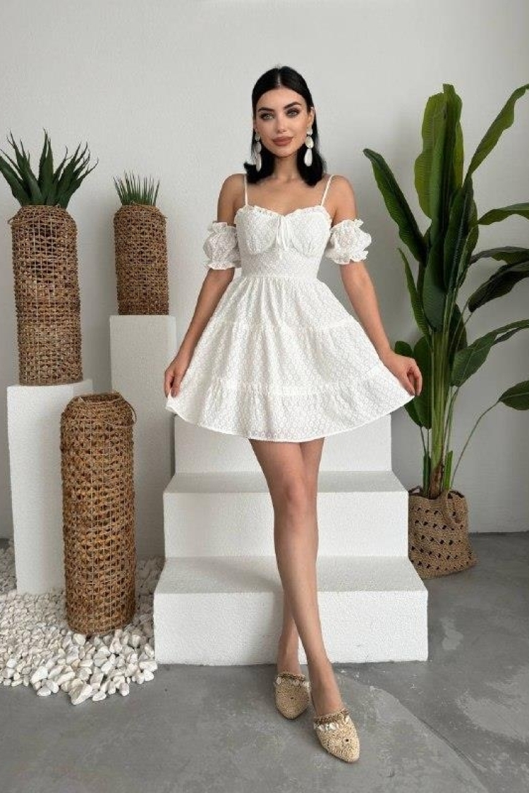Lucca Elastic Sleeve Mini Dress