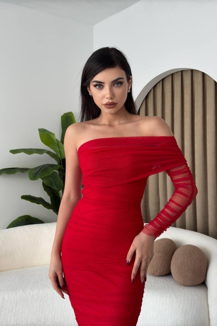 Polack One Shoulder Tulle Dress