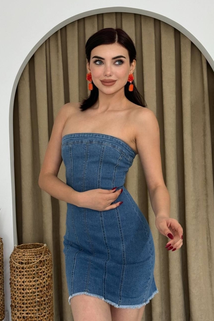 Vinna Strapless Denim Mini Dress