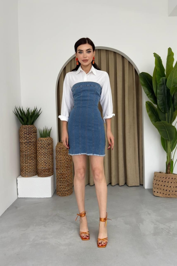Vinna Strapless Denim Mini Dress