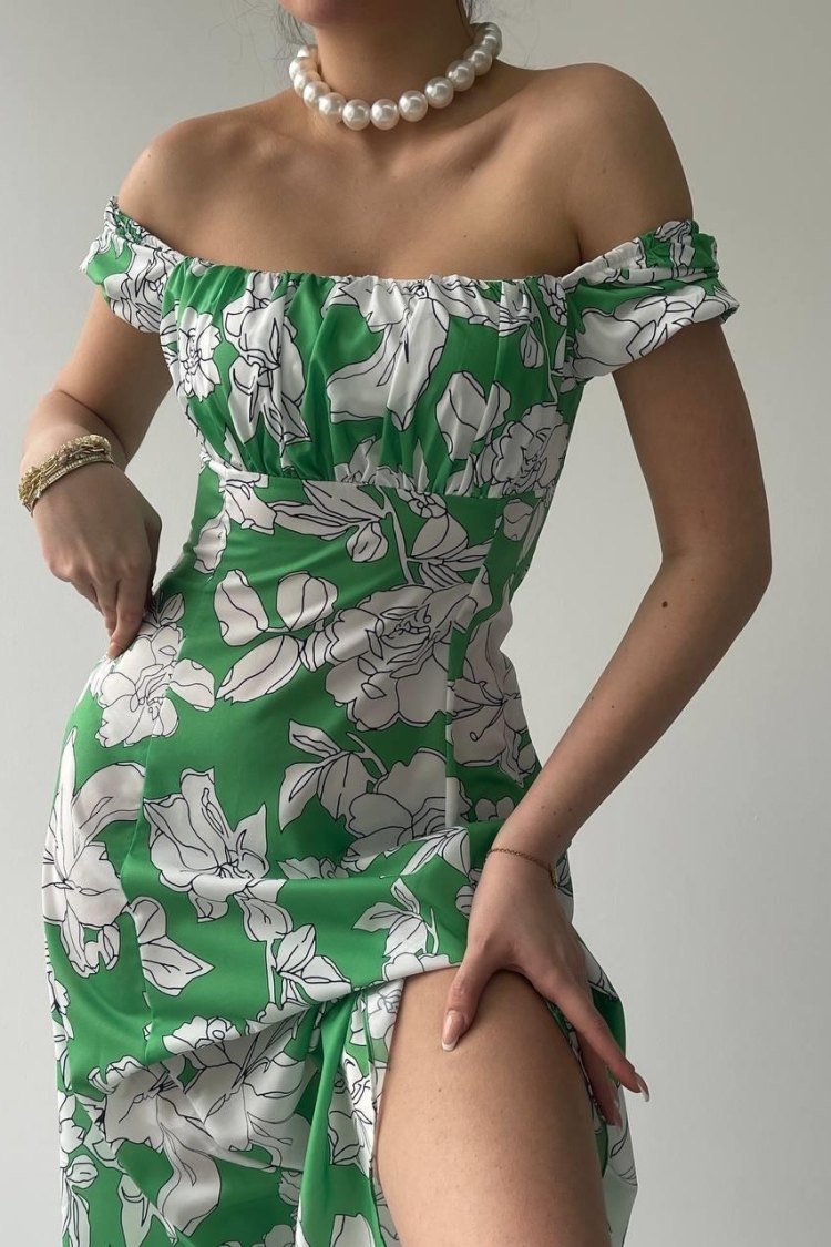 Square Neck Floral Dress