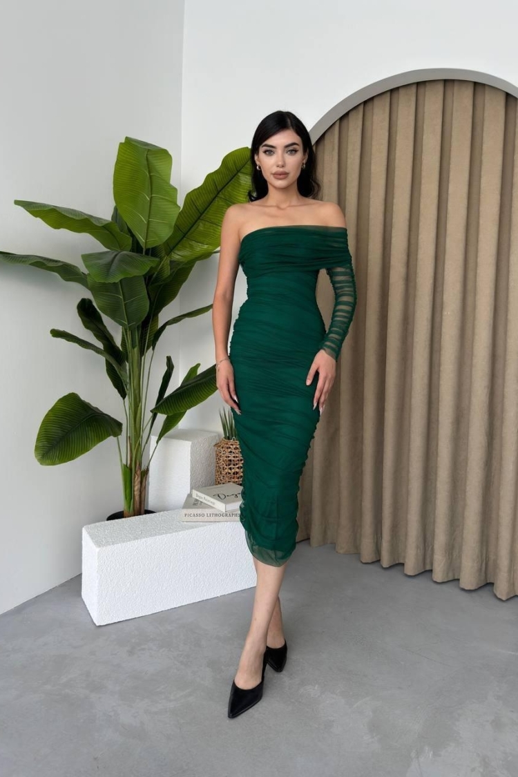 Polack One Shoulder Tulle Dress - Etika - Globality Store - Women Clothes Wholesale Turkey