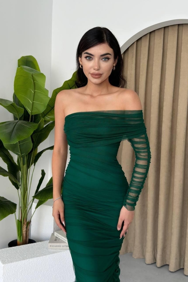 Polack One Shoulder Tulle Dress