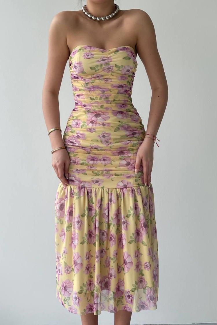 Strapless Dress - Multicolored - Etika - Globality Store - Women Clothes Wholesale Turkey