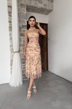 Strapless Dress - Multicolored - Etika - Globality Store - Women Clothes Wholesale Turkey