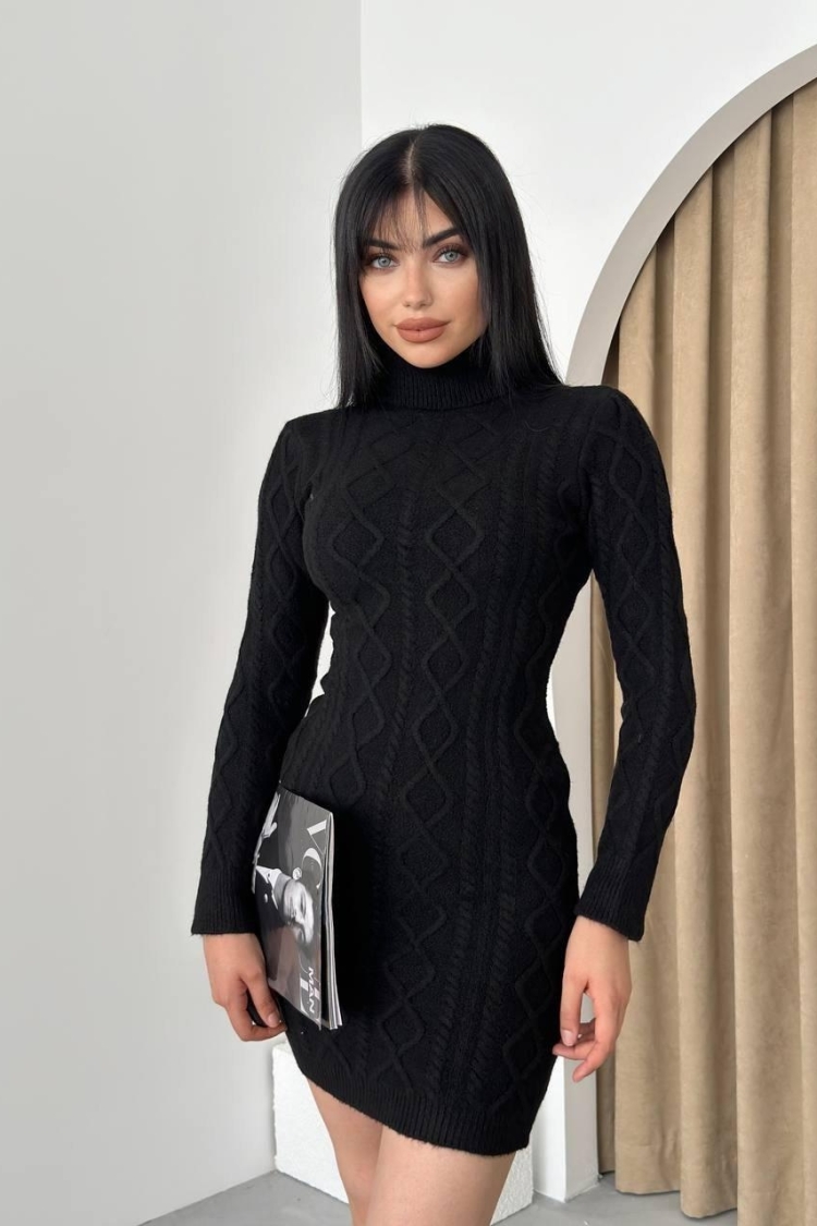 Turtleneck Mini Dress - Etika - Globality Store - Women Clothes Wholesale Turkey