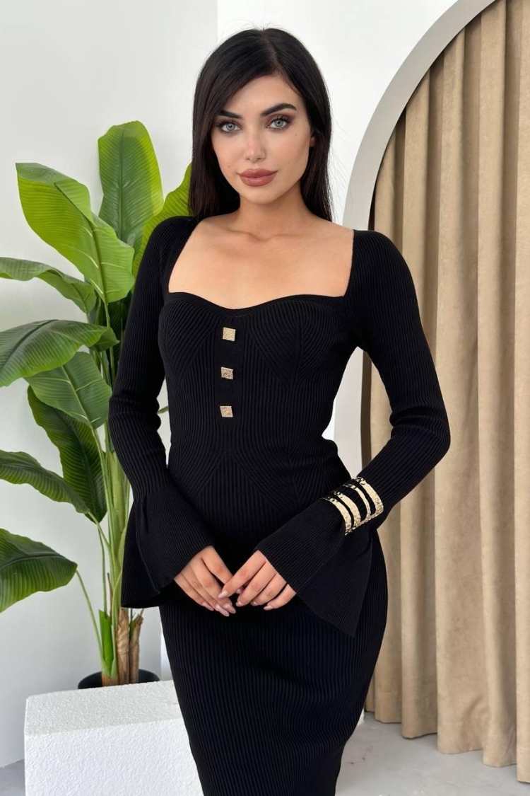Button Detail Knit Dress