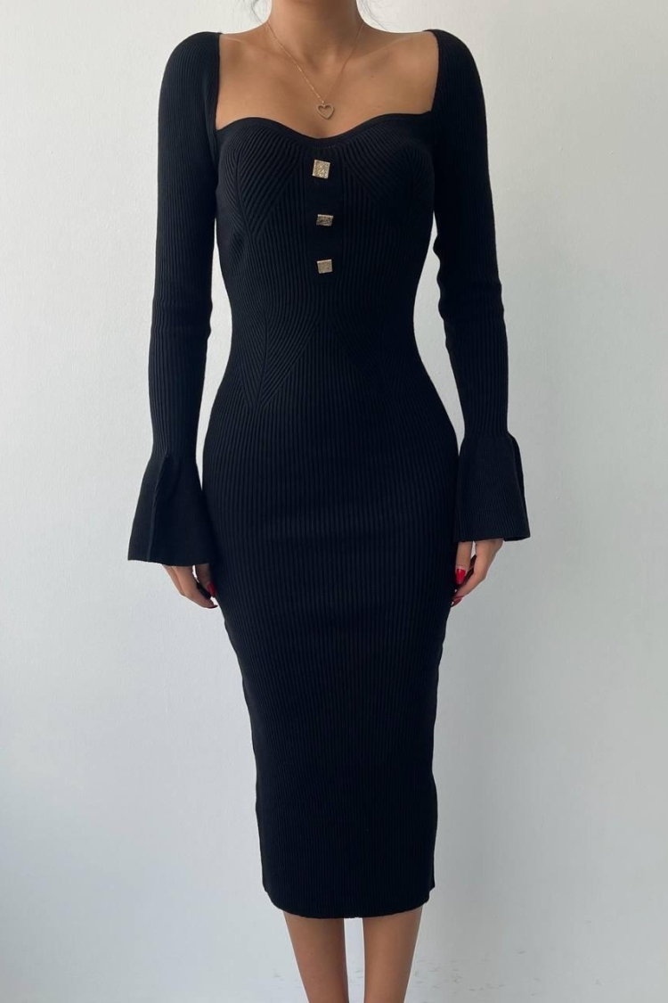 Button Detail Knit Dress