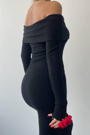 Rose Detail Dress - Black - Etika - Globality Store - Women Clothes Wholesale Turkey