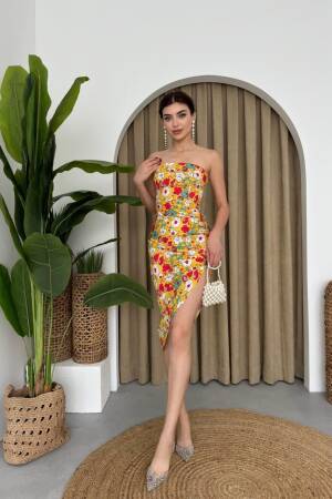 Strapless Dress - Multicolored - Etika - Globality Store - Women Clothes Wholesale Turkey