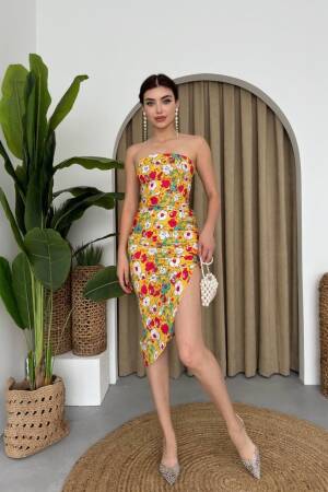 Strapless Dress - Multicolored - Etika - Globality Store - Women Clothes Wholesale Turkey