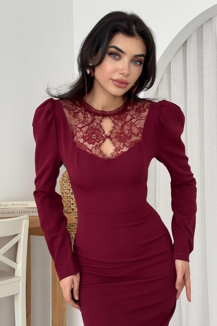 Port Lace Detail Dress - Etika - Globality Store - Women Clothes Wholesale Turkey