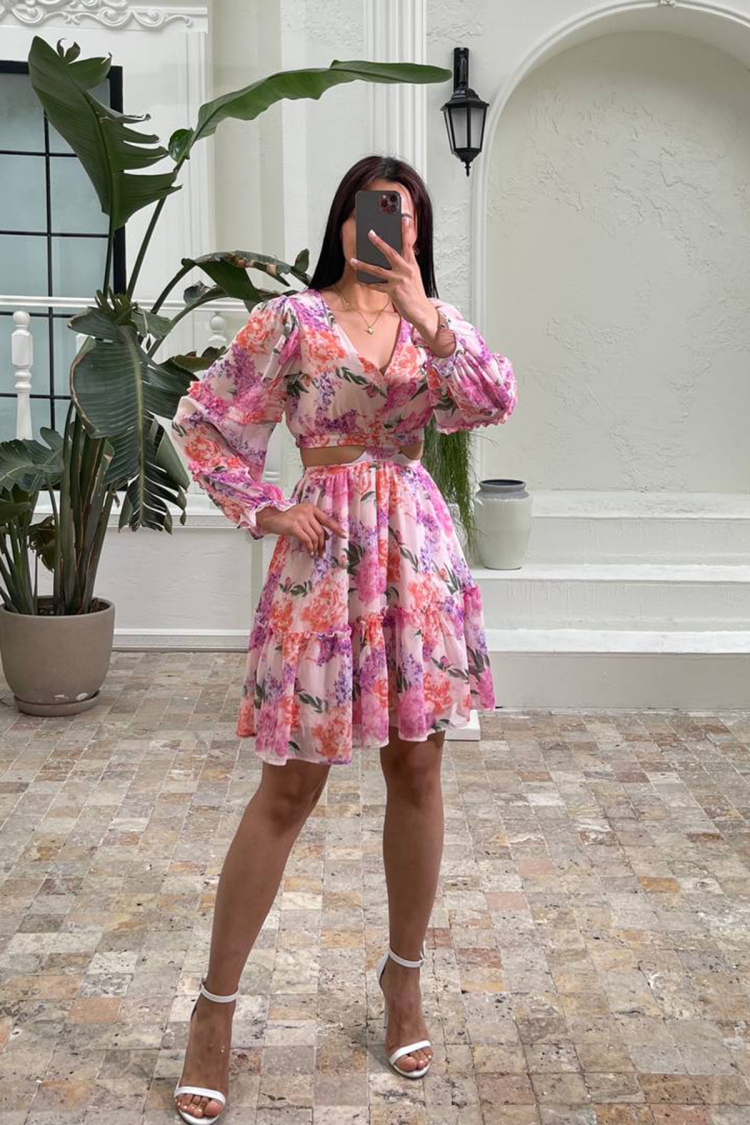 Mini Chiffon Dress - Pink