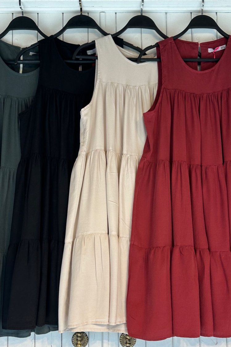 Midi Layered Dress - Cream Rouge - Globality Store - Women Clothes Wholesale Turkey