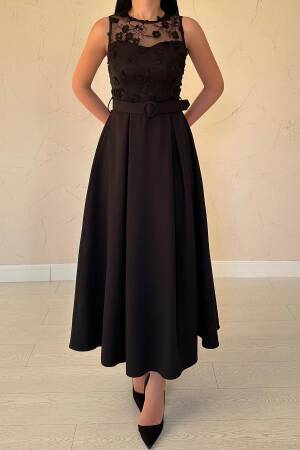 Front Lace Detail Belted Dress - Elisa - Globality Store - Women Clothes Wholesale Turkey