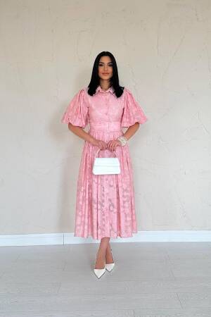 Belted Balloon Sleeve Dress - Brand: Elisa - Women's Clothing Wholesale - Globality Store