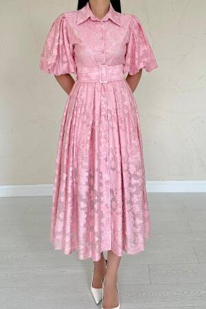 Belted Balloon Sleeve Dress - Brand: Elisa - Women's Clothing Wholesale - Globality Store
