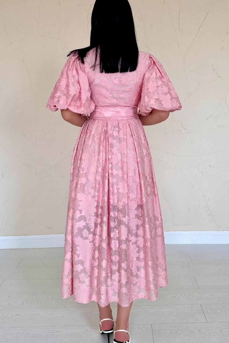 Belted Balloon Sleeve Dress
