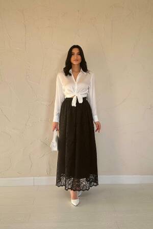 Lace Long Skirt - Black - Elisa - Globality Store - Women Clothes Wholesale Turkey