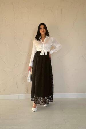 Lace Long Skirt - Black - Elisa - Globality Store - Women Clothes Wholesale Turkey