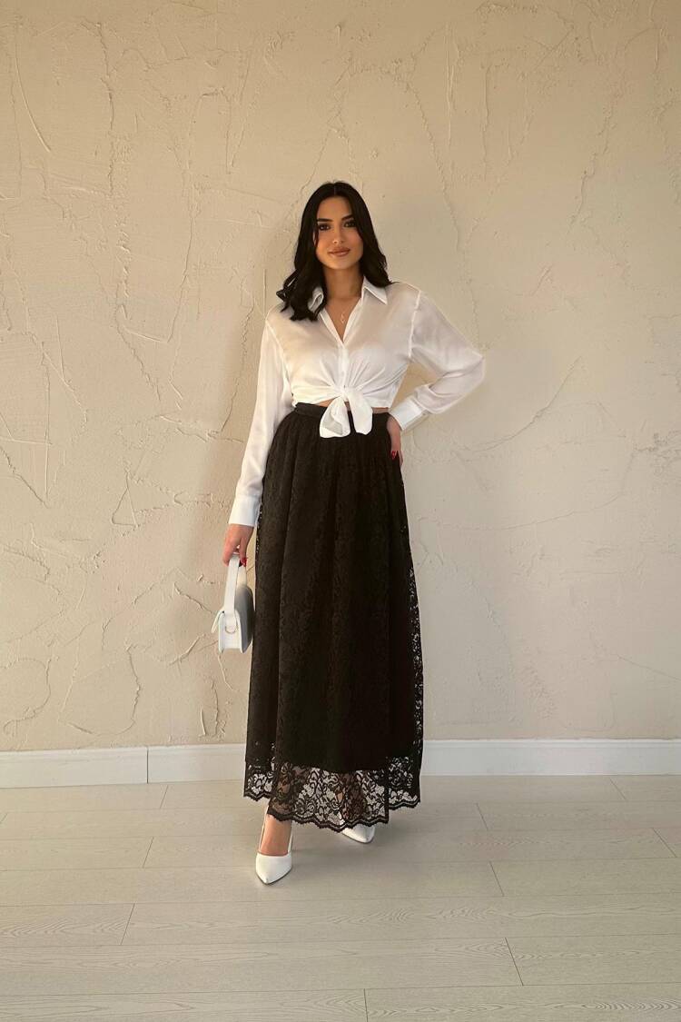 Lace Long Skirt - Black