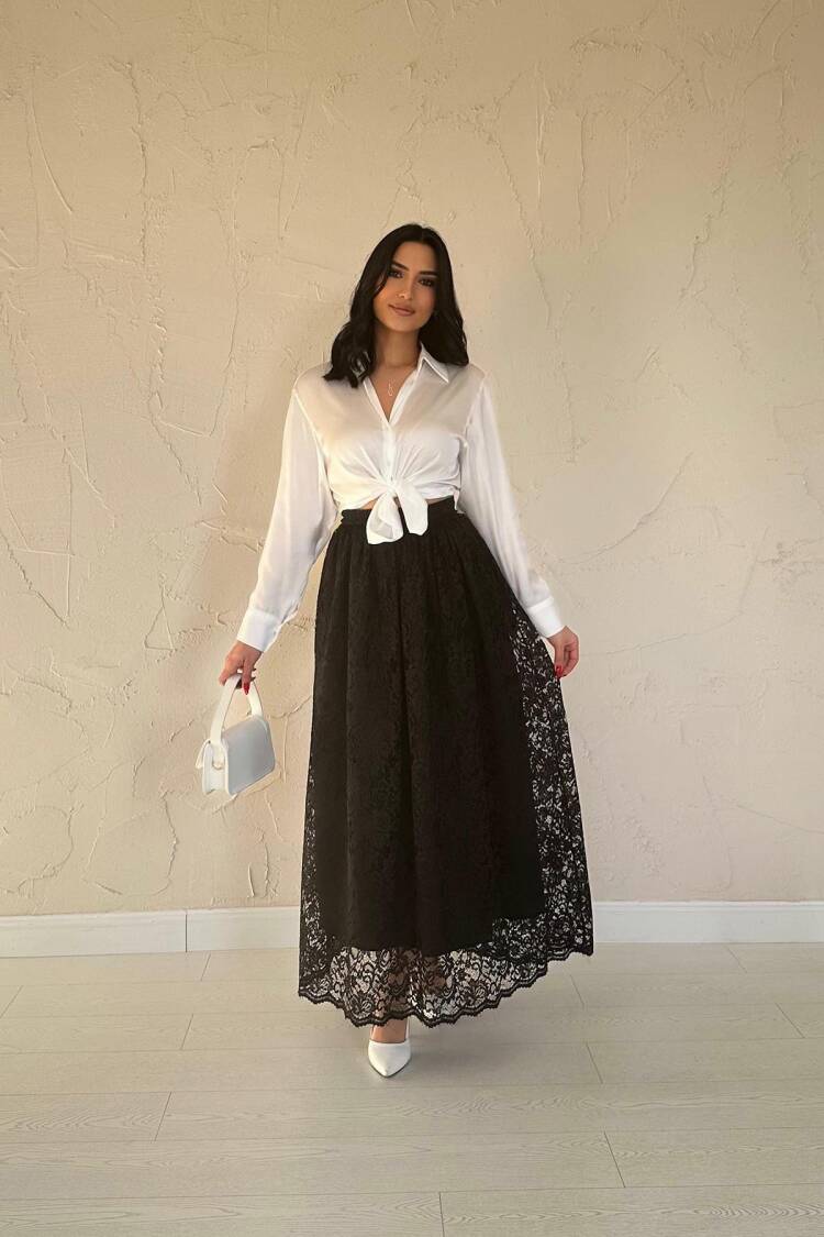 Lace Long Skirt - Black