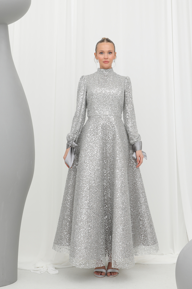 Women's Sparkly Sequin Detailed Elegant Evening Dress