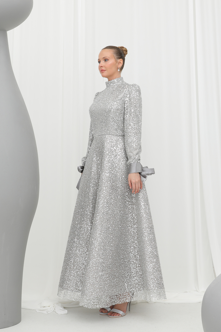 Women's Sparkly Sequin Detailed Elegant Evening Dress
